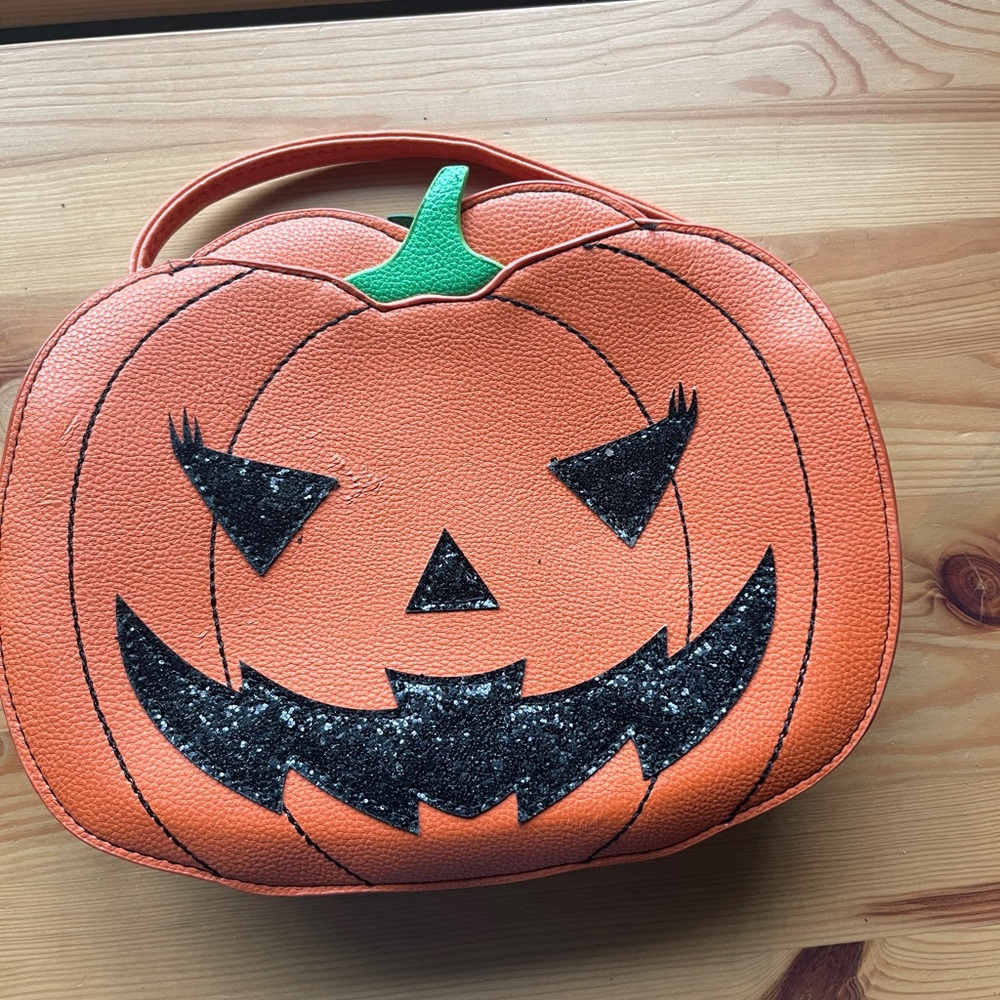 Orange and Black Halloween Cosmetic Bags with Pumpkin Design